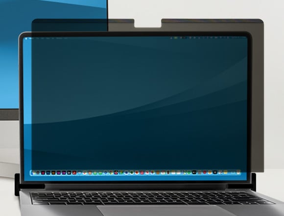 MacBook with Kensington MagPro™ Elite Magnetic Privacy Screen.