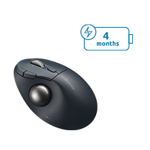 Top view of a trackball with the 4 months battery icon.