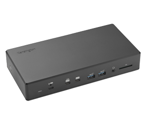 SD4880P EQ USB-C® 10Gbps Quad Video 17-in-1 Driverless Dock 100W PD - DP/HDMI® - Window on white background.