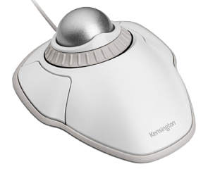 Orbit® Trackball with Scroll Ring — White on white background.