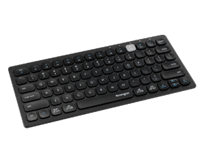 Multi-Device Dual Wireless Compact Keyboard in Black on white background