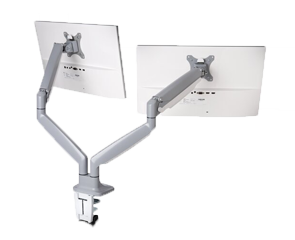 SmartFit ® One-Touch Height Adjustable Dual Monitor Arm on white background.