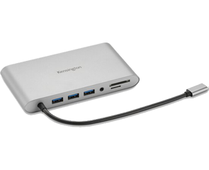 UH1440P USB-C 5Gbps Dual Video Driverless Mobile Dock – 85W Pass-Through Power – DP/HDMI/VGA on white background.