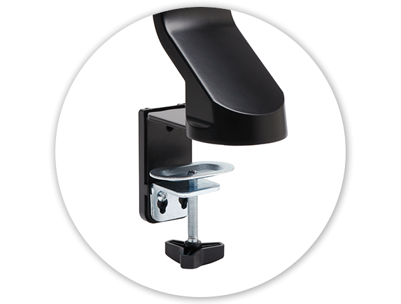 Monitor arm pre-installed C-clamp