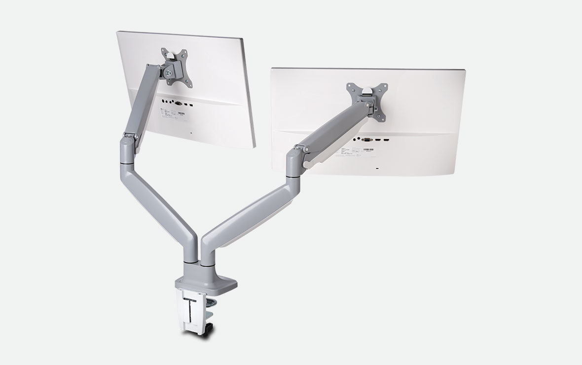 SmartFit™ One-Touch Dual Grey Monitor Arm