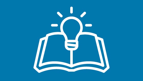 pictograma albă Knowledge Articles (Articole de cunoștințe) pe fundal albastru