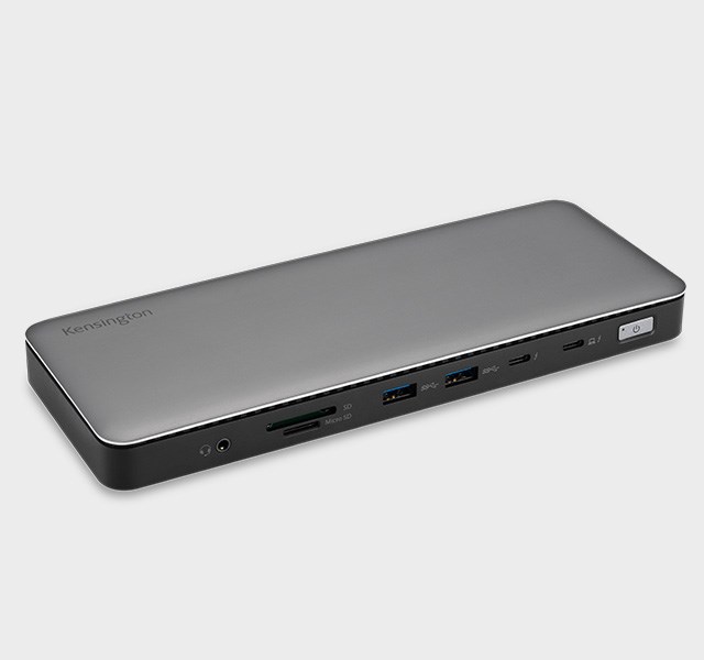 Close up of Kensington SD5760T Thunderbolt™ 4 Dual 4K Docking Station with 96W Power Delivery.