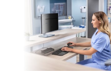 Nurse working at her desk