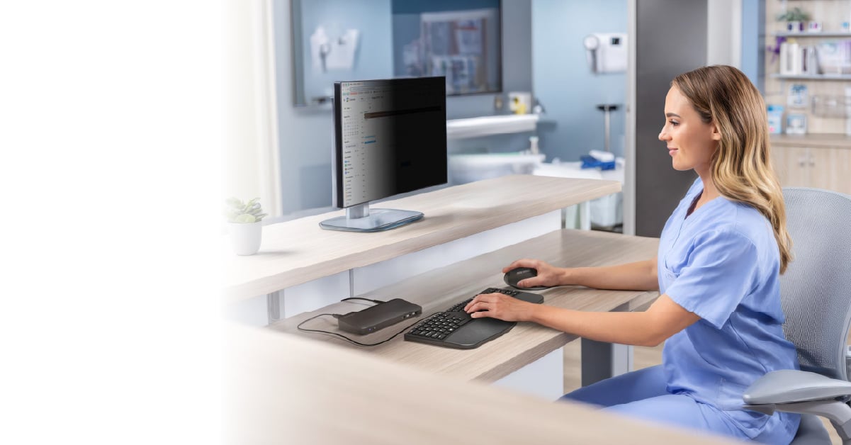 Nurse working at her desk