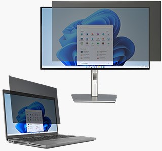 Kensington 2-Wege abnehmbare Blickschutzfilter auf Laptop und Desktop.