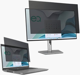 Kensington High Clarity Blickschutzfilter auf Laptop und Desktop.