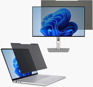 Kensington MagPro Blickschutzfilter auf Laptop und Desktop.